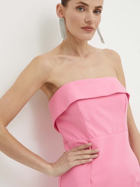 Bardot sukienka GEORGIA kolor różowy midi dopasowana 53007DB1