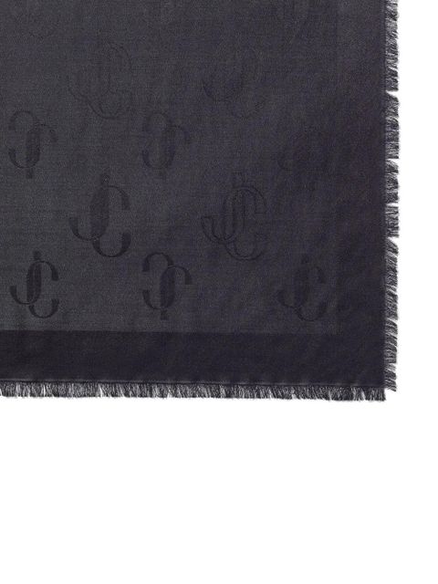Jimmy Choo Emani monogram-jacquard silk-blend scarf - Black - zdjęcie produktu nr 2