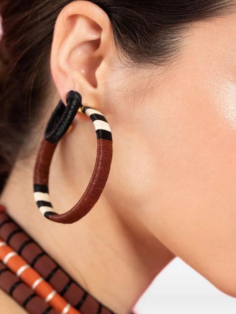 Johanna Ortiz Color Parallelism striped hoop earrings - Brown