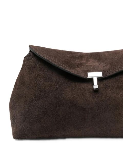 TOTEME T-lock suede clutch - Brown