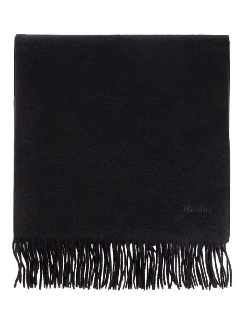 Max Mara embroidered-logo fringed wool scarf - Black - zdjęcie produktu nr 1
