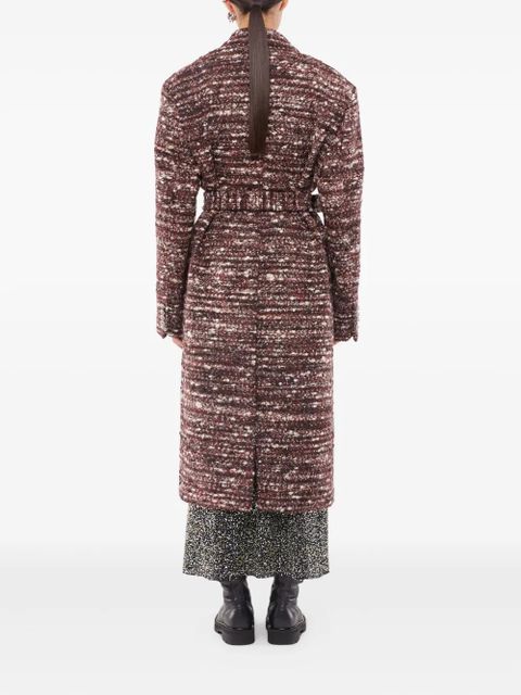 Rabanne sequin-embellished belted coat - Red
