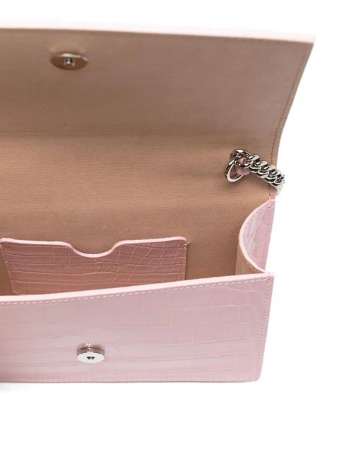 Alexander McQueen skull-embellished crocodile-effect mini bag - Pink