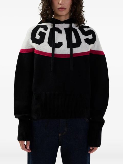 GCDS logo-embellishment hoodie - Black