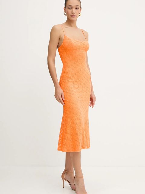 Bardot sukienka ADONI kolor pomarańczowy maxi dopasowana 57998DB1