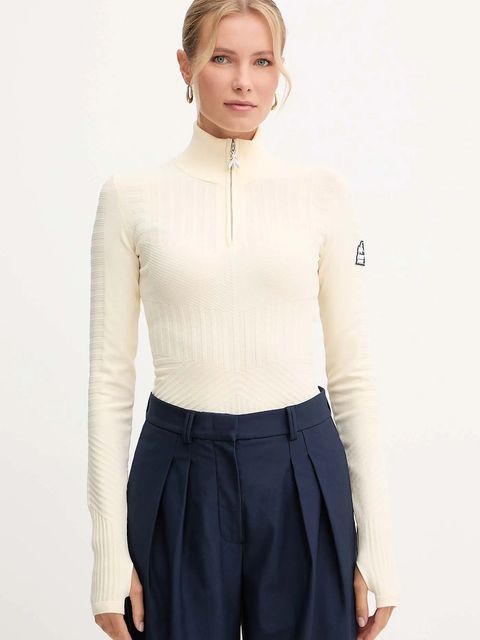 Patrizia Pepe sweter damski kolor beżowy lekki z półgolfem 2K0361 K667 - zdjęcie produktu nr 1