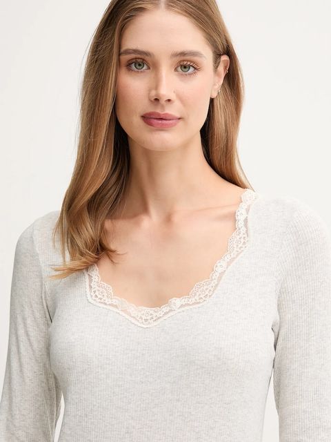 Tommy Hilfiger longsleeve piżamowy kolor szary UW0UW06071