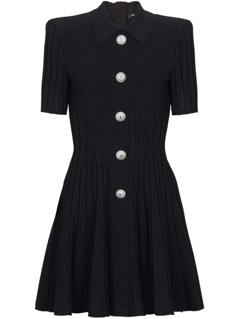 Balmain flared ribbed-knit minidress - Black - zdjęcie produktu nr 1
