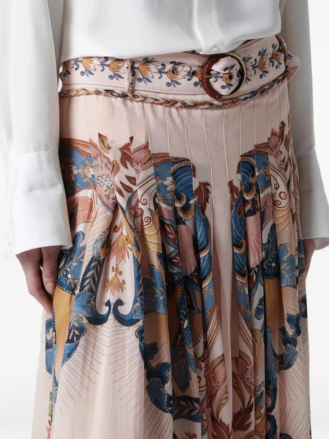FARM Rio belted floral midi skirt - Neutrals