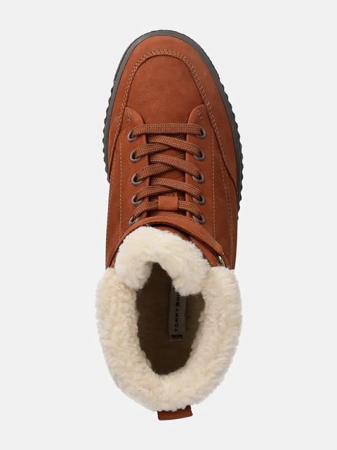 Tommy Hilfiger botki zamszowe FAUX FUR NUBUCK LOW LACE-UP