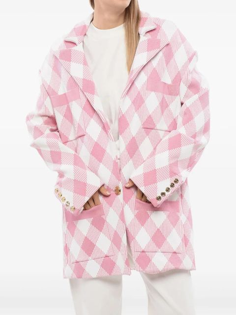 Balmain chech-print oversized coat - Pink - zdjęcie produktu nr 1