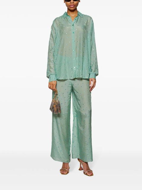 Oséree Gem Pants embellished straight-leg trousers - Green - zdjęcie produktu nr 2