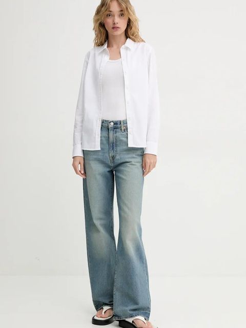 Levi's koszula bawełniana THE CLASSIC BW SHIRT damska kolor biały regular z kołnierzykiem klasycznym 34574