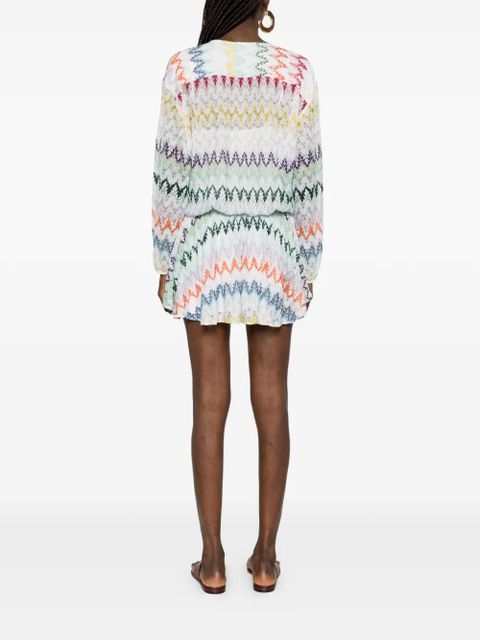 Missoni zigzag tie mini dress - White