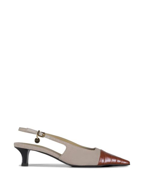 Tod's Slingback croc-effect canvas pumps - Neutrals - zdjęcie produktu nr 1
