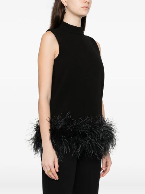 Max Mara feather-trim top - Black