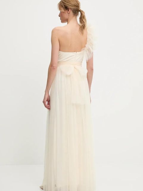 Answear.LAB sukienka kolor beżowy maxi rozkloszowana