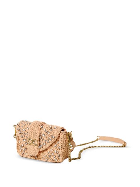 TWINSET crystal-embellished crochet shoulder bag - Pink