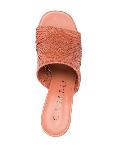 Casadei 85mm braided leather mules - Brown