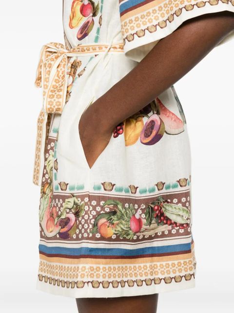 ALEMAIS fruit-print belted shirt dress - Neutrals