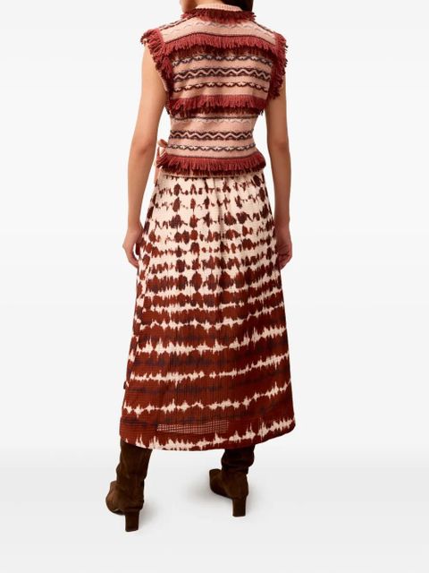Marie Oliver Estine tie-dye wrap midi skirt - Red