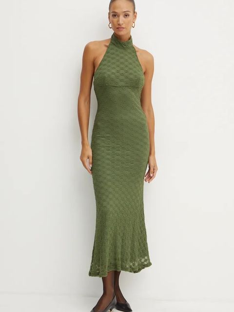 Bardot sukienka OLA kolor zielony maxi dopasowana 59403DB