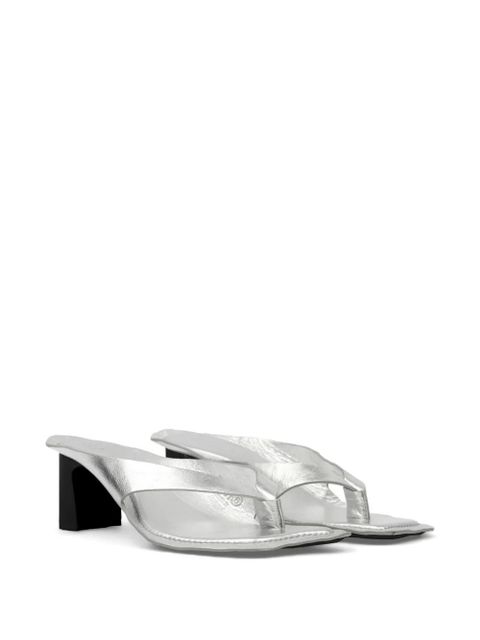 MM6 Maison Margiela laminated leather flip flops - Silver - zdjęcie produktu nr 2