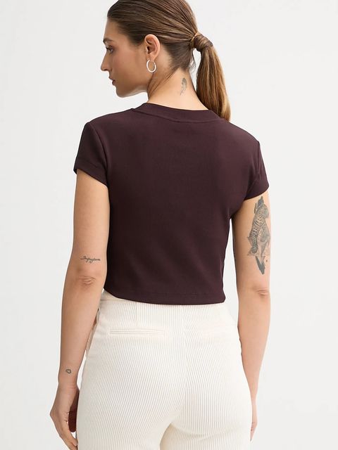 Calvin Klein Jeans t-shirt damski kolor brązowy LV047AB802