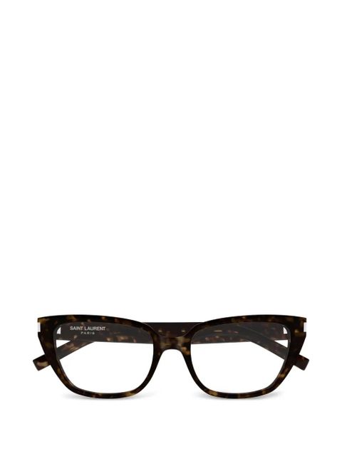 Saint Laurent Eyewear tortoiseshell-effect cat-eye glasses - Brown - zdjęcie produktu nr 1