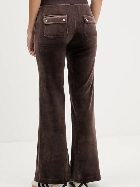 Juicy Couture spodnie dresowe welurowe damskie kolor brązowy gładkie JCSEBJ001G.193 - zdjęcie produktu nr 2