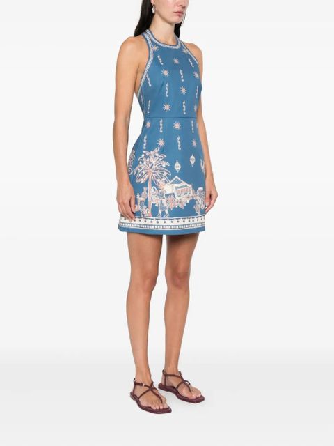 ALEMAIS Acacia tie-neck patterned mini dress - Blue - zdjęcie produktu nr 2