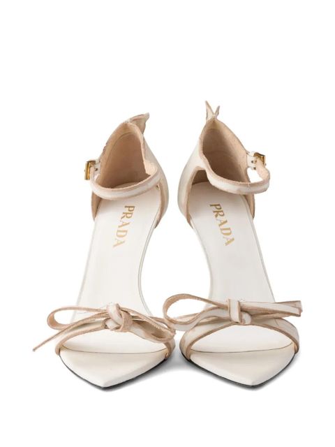Prada bow leather sandals - Neutrals
