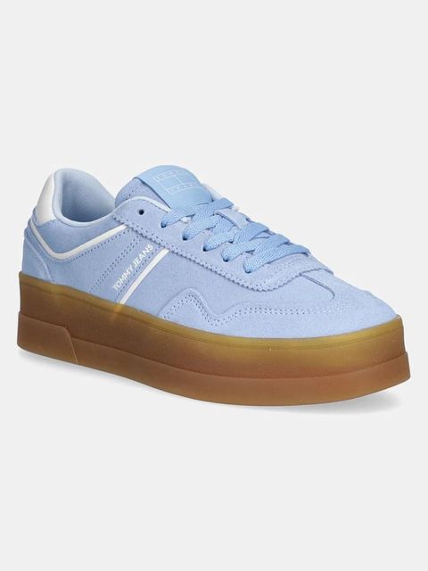 Tommy Jeans sneakersy zamszowe THE GREENWICH FLATFORM SUEDE kolor niebieski EN0EN02734 - zdjęcie produktu nr 1