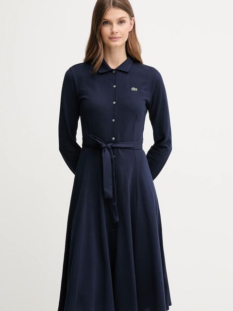 Lacoste sukienka bawełniana kolor granatowy mini rozkloszowana EF5299 - zdjęcie produktu nr 2