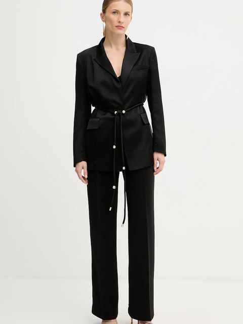 Pinko marynarka kolor czarny jednorzędowa gładka 105604 A2RA