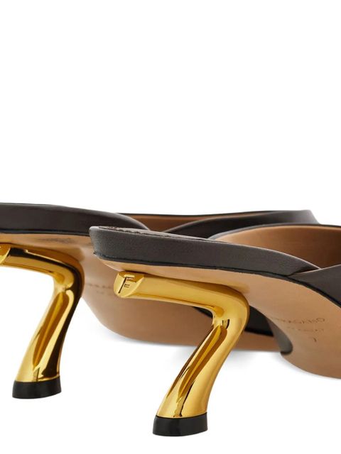 Ferragamo open-toe leather mules - Brown