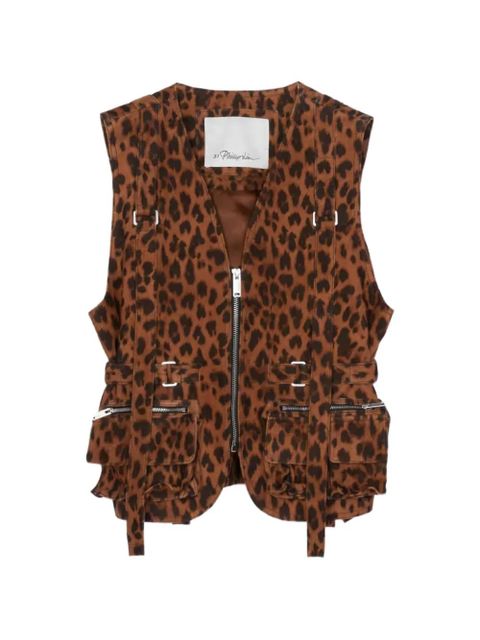 3.1 Phillip Lim leopard-print zip-up vest - Brown - zdjęcie produktu nr 1