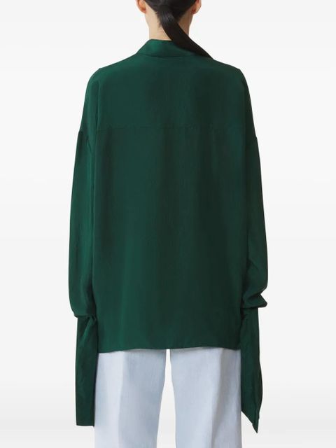 Lanvin pleat-detail silk blouse - Green