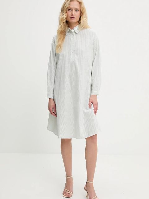 Answear.LAB sukienka lniana kolor zielony mini oversize