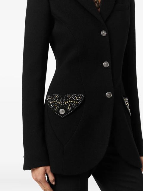 Versace embellished pocket wool jacket - Black
