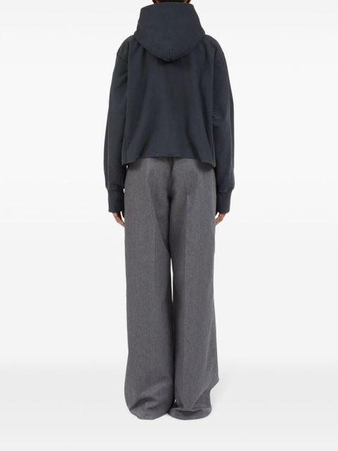 Maison Margiela logo-embroidered cotton hoodie - Grey