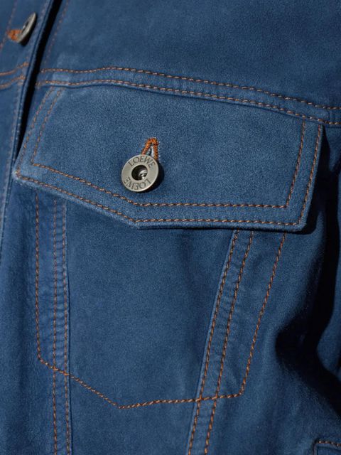 LOEWE contrast-stitch suede jacket - Blue