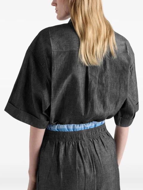 Prada short-sleeved chambray shirt - Blue