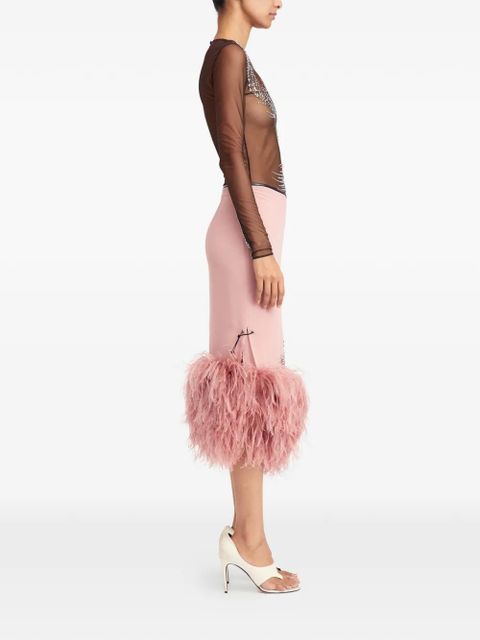 16Arlington Merrow feather embellished midi skirt - Pink