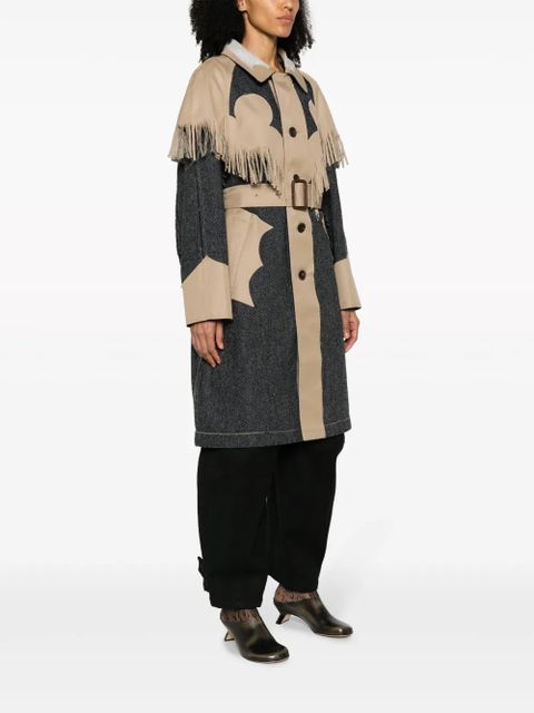 Maison Margiela fringed panelled single-breasted coat - Neutrals