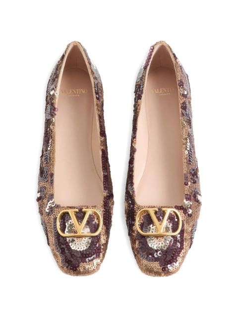 Valentino Garavani VLogo Signature ballerinas with animalier-print - Gold