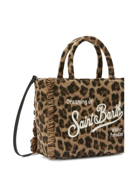 MC2 Saint Barth leopard-pattern logo-embroidered tote bag - Brown