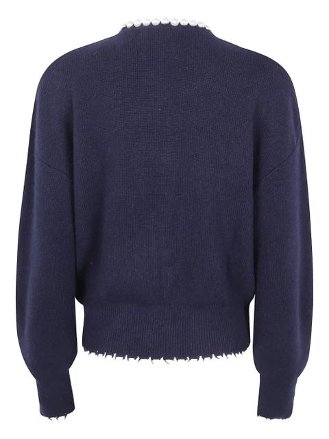 Essentiel Antwerp pearl-embellished frayed cardigan - Blue - zdjęcie produktu nr 2