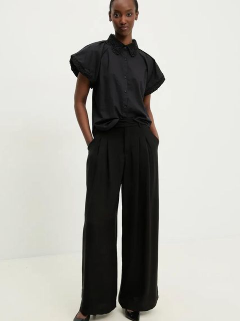 Answear.LAB spodnie damskie kolor czarny szerokie high waist