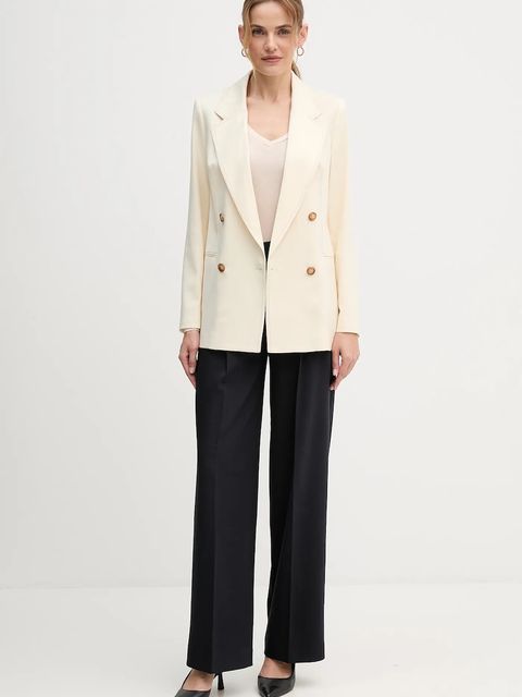 United Colors of Benetton marynarka z domieszką wełny kolor beżowy dwurzędowa gładka 2YVXDW03A